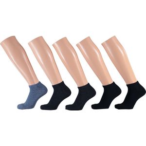 Apollo - Dames Sneakersokken - Navy Blauw - 5-Pak - Katoen 75% - Polyester 22% - Elastaan 3%