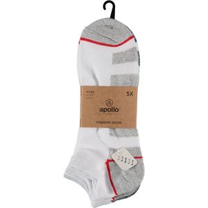 Apollo - Enkelsokken Heren Fashion - Wit - 5-Pak - Katoen 75%