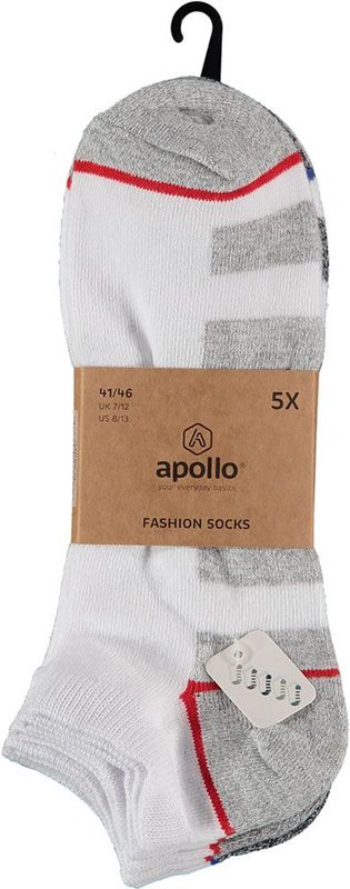 Apollo - Enkelsokken Heren Fashion - Wit - 5-Pak - Katoen 75%