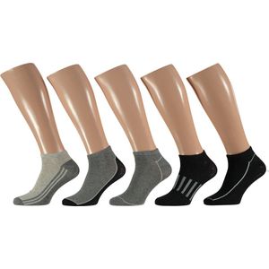 Apollo - Sneakersokken Heren - Grijs - 5-Pak - Katoen/Polyester