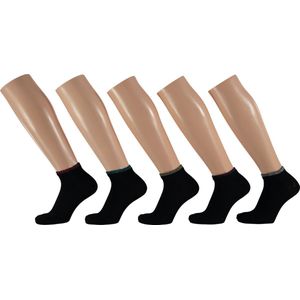 Apollo - Sneakersokken - Zwart - 75% Katoen - 1 X 5 Paar