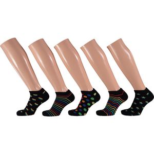 Apollo - Sneakersokken - Zwart - 10-Pak - Dames - Enkelsokken