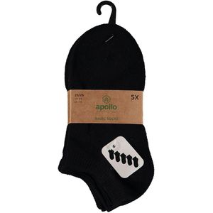 Apollo - Kinder Sneakersokken - Zwart - 5-Pak