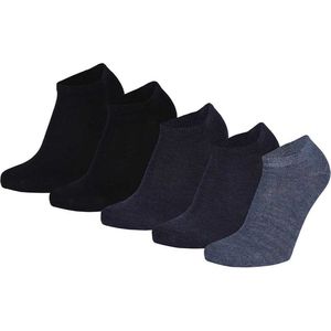 Apollo - Kinder Sneakersokken - Navy Blauw - 5-Pak - 75% Katoen