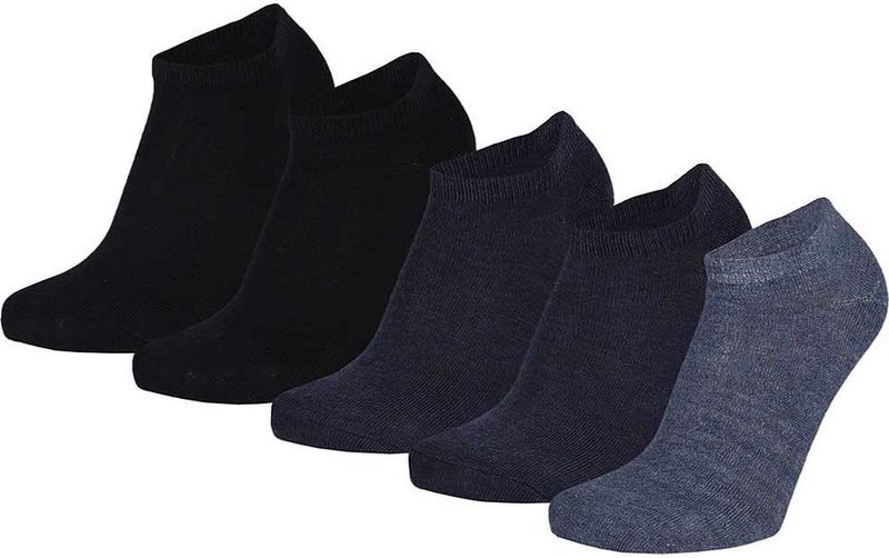 Apollo - Kinder Sneakersokken - Navy Blauw - 5-Pak - 75% Katoen