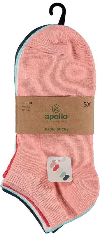 Apollo - Kinder Sneakersokken - Multi Color - 5-Pak -Maat 23/26 - Kindersokken- Sneakersokken kinderen
