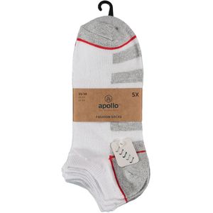 Apollo - Sneakersokken Jongens - Wit - 5-Pak - Maat 31/34 - Kindersokken jongens - Sokken jongens