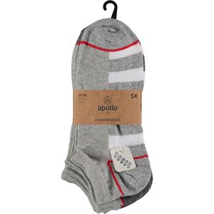 Apollo - Sneakersokken Jongens - Grijs - 5-Pak - Maat 23/26 - Kindersokken jongens - Sokken jongens