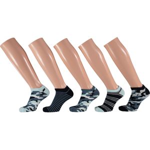 Apollo - Jongens sneakersokken - Grijs/Zwart -10-Pak - Maat 23/26 - Enkelsokken jongens - Sneakersokken kinderen