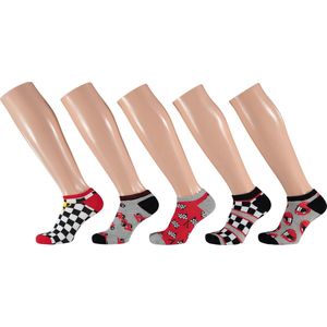 Apollo - Enkelsokken - Grijs/Rood - 10-Pak - Sneakersokken Jongens