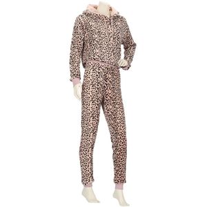 Apollo Dames Huispak Loungewear Luipaard Print Fleece Incl Capuchon Roze - Maat S/M
