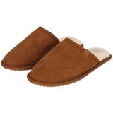 Pantoffel heren met zachte binnenvacht cognac