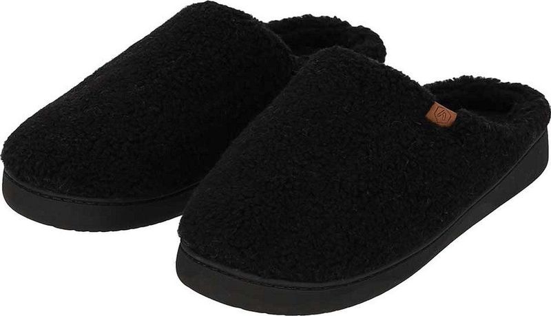 Apollo Pantoffels heren Zwart Teddy Wol/42 Sloffen Sloffen heren Pantoffels heren