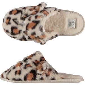 Pantoffel dames met dierenprint assorti creme