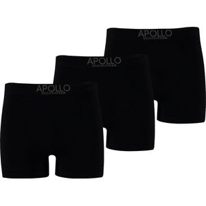 Apollo - Boxershort Heren Naadloos 3 -Pak - Zwart - Maat L - Boxershort heren L - Ondergoed heren - Boxershort heren lange pijp