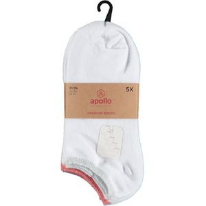 Apollo - Sneakersokken meisjes - Fashion - Wit - Maat 27/30 - Sneakersokken - Enkelsokken kinderen - Korte sokken kinderen