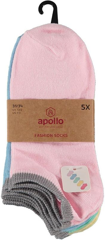 Apollo - Sneakersokken meisjes - Fashion - Multi color - Maat 35/38 - Sneakersokken - Enkelsokken kinderen - Korte sokken kinderen