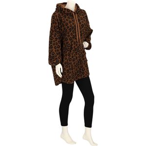 Apollo - Oversized Huggle Hoodie Dames - Luipaardprint - Bruin - Hoodie dames - Hoodie deken