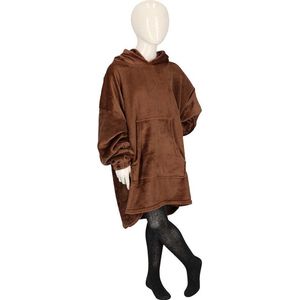 Apollo - Oversized Beren Hoodie Kids - Donker Bruin - One Size - Hoodie jongens - Hoodie deken - Hoodie Meisjes
