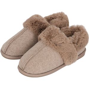 Apollo - Instap Sloffen - Vilt - Taupe - Dames Pantoffels