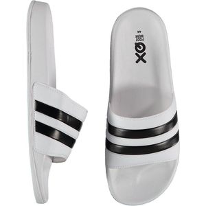 XQ - Slippers Heren - Stripes - Wit/Zwart - Badslippers heren