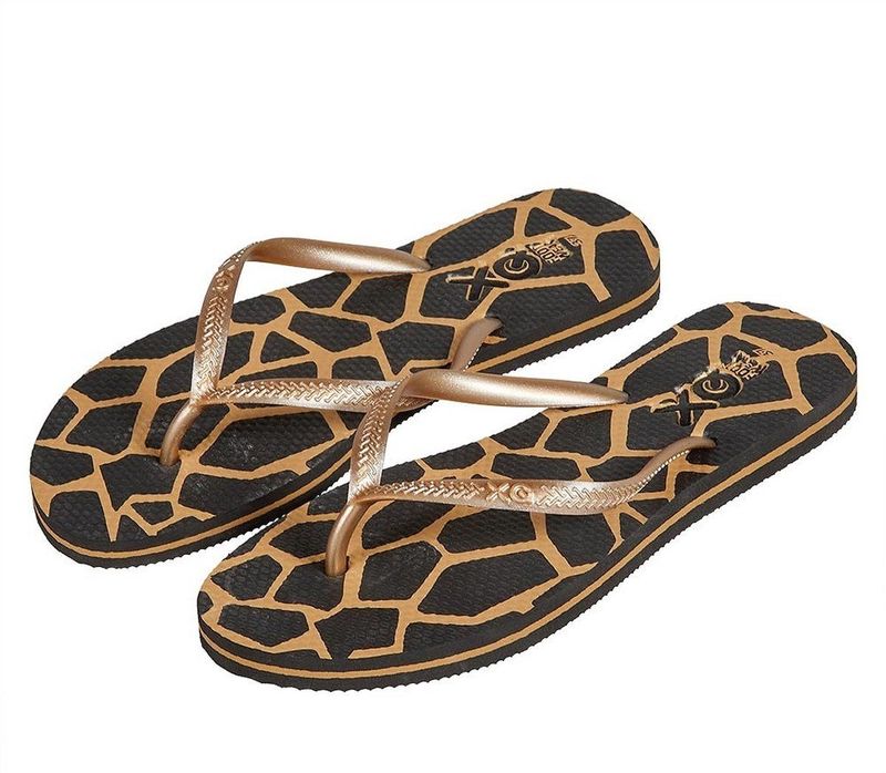 XQ - Teenslippers Dames - Dierenprint - Goud - Flip Flops dames