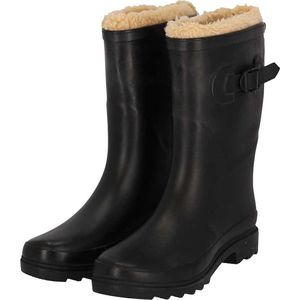XQ - Regenlaarzen Dames - Fake Fur - Zwart - Maat 42 - Regenlaarzen met voering