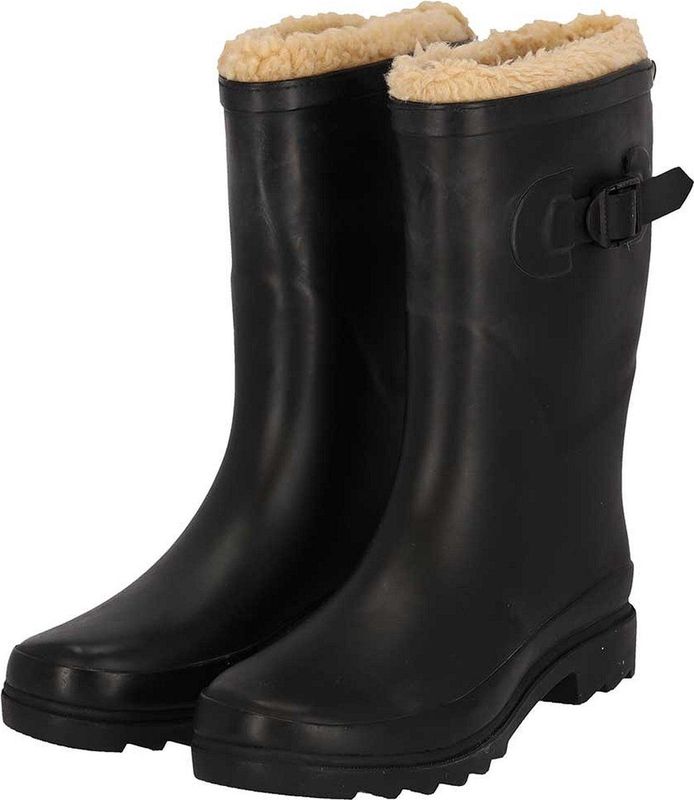 XQ Regenlaarzen Dames Fake Fur Zwart Regenlaarzen met voering