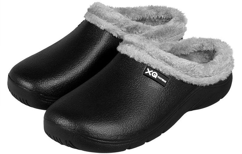 XQ - Tuinklompen - Zwart - Fake Fur - Tuinschoenen - Tuinklompen met Imitatiebont