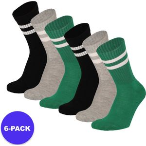 Apollo (Sports) - Sportsokken kinderen - Multi Groen - Maat 35/38 - 6-Pack - Voordeelpakket