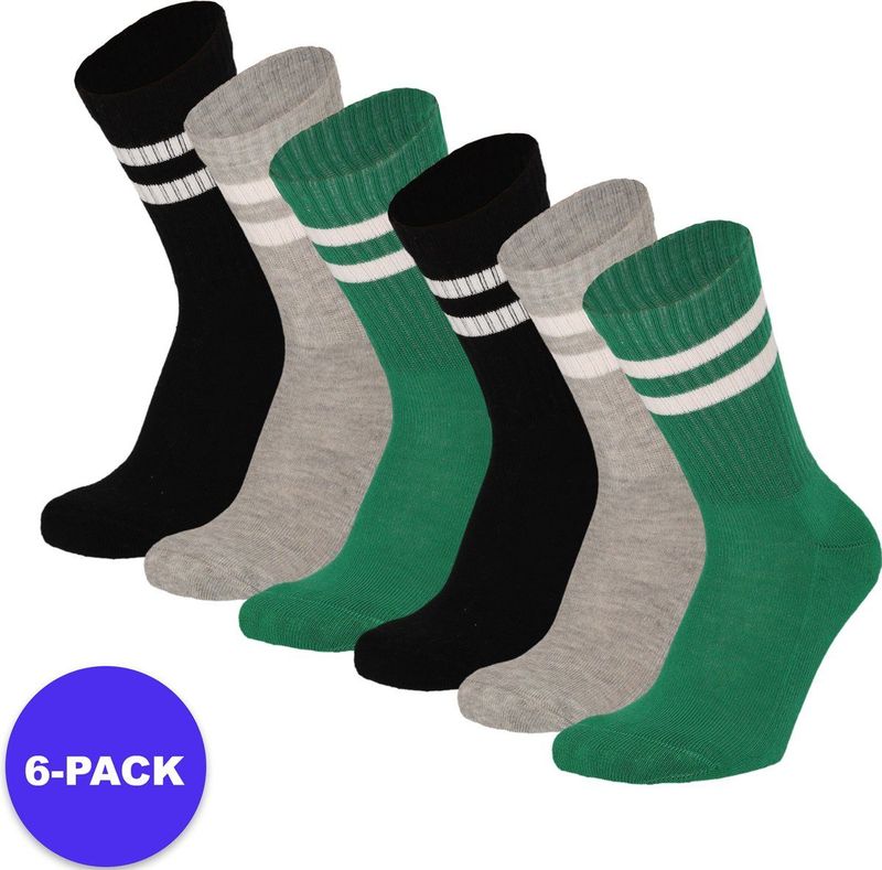 Apollo - Sportsokken - Multi Zwart - 6-Pack Voordeelpakket