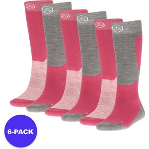Apollo - Skisokken Unisex - Multi Zwart - Multi Grijs - Multi Blauw - Multi Roze - 6-Pack