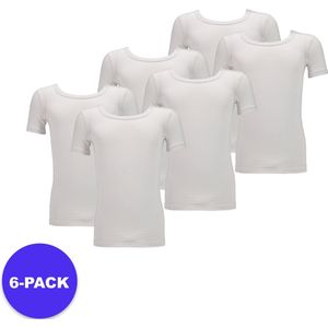 Apollo (Sports) - Bamboe Jongens T-Shirt - Wit - Ronde Hals2 128 - 6-Pack - Voordeelpakket