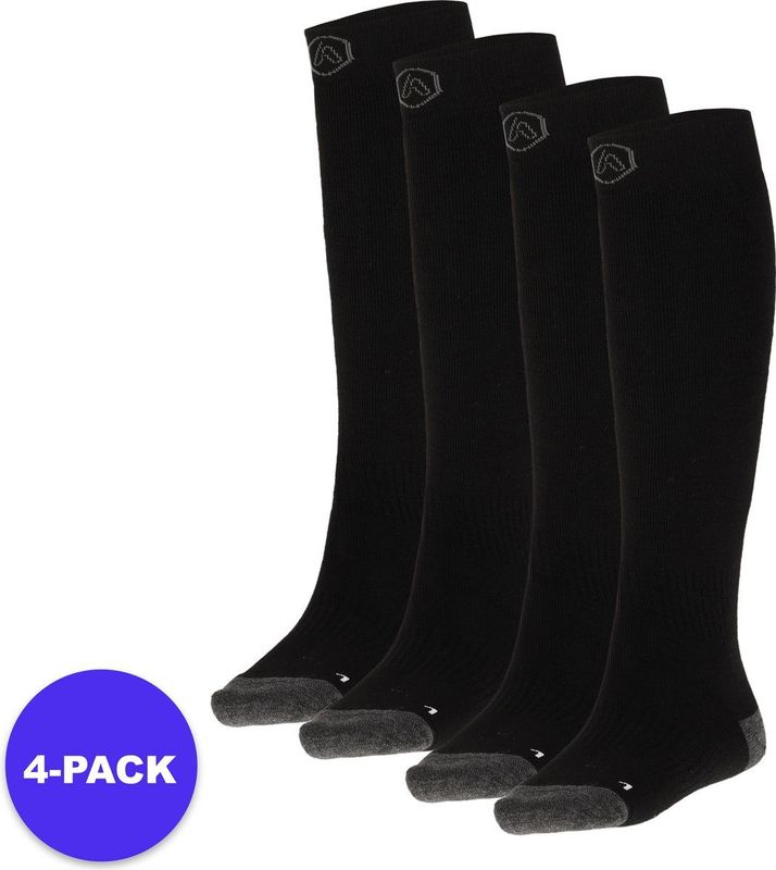 Apollo - Skisokken - Unisex - Zwart - 4-Pack - 80% Polyacryl