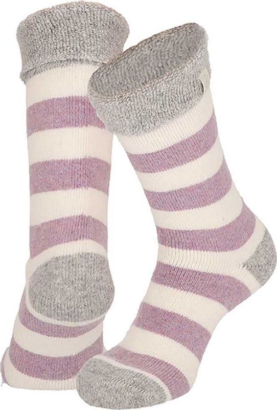 Apollo - Wollen Huissokken - Stripes - Bruin - Natural Wollen Sokken