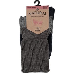 Apollo - Wollen Huissokken dames - Ribbed - Blauw - Maat 39/42 - Wintersokken dames