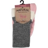 Apollo - Wollen Huissokken dames - Ribbed - Grijs - Maat 35/38 - Wintersokken dames