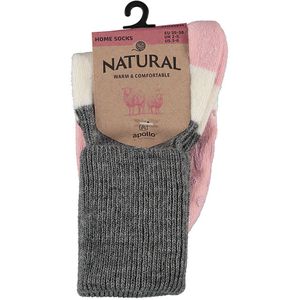 Apollo - Wollen Huissokken dames - Ribbed - Grijs - Maat 35/38 - Wintersokken dames