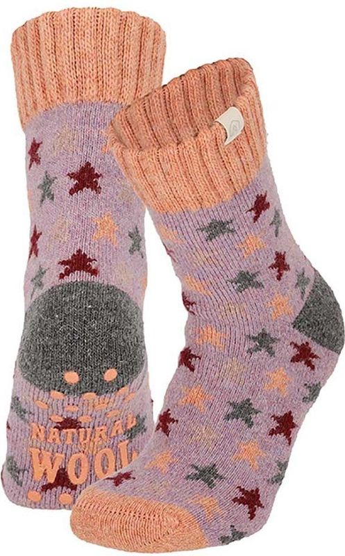 Apollo - Wollen Huissokken - Paars - Kinderen - Stars