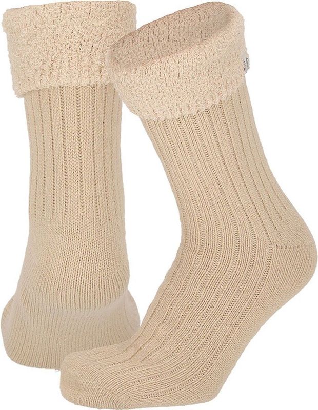 Apollo - Huissokken Dames - Ultra Soft - Sand - Fluffy Sokken - 1 Paar