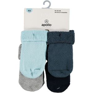 Apollo - Antislipsokken Baby's - Multi Navy - 4-Pak - Maat 74/86 - Huissokken