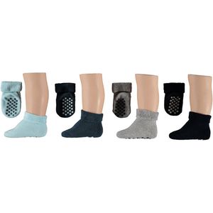 Apollo - Antislip Huissokken - Multi Grijs - Multi Navy - Multi Roze - 4 x Paar