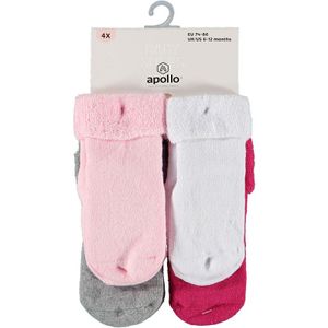 Antislip Huissokken - Multi Grijs - Multi Navy - Multi Roze - 4 x Paar - 75% Katoen
