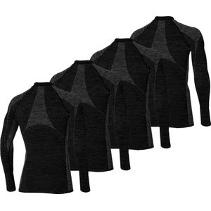 Heatkeeper - Thermoshirt heren - Zwart - 4-Stuks - Thermokleding heren