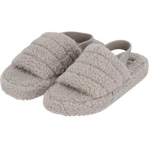 Apollo - Pantoffel slipper - Dames - Teddy - Grijs - Maat 39/40 - Instap pantoffels dames