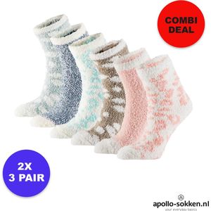 Apollo - Bedsokken Dames – 6-Pack – Roze/Blauw - Voordeelpakket