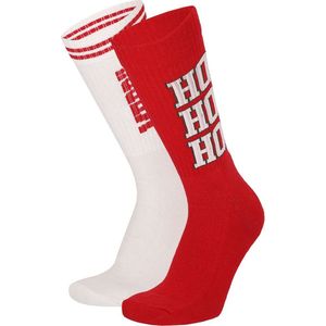Apollo - Kerstsokken - Badstof Zool - Wit/Rood - 2-Pak - Unisex