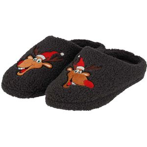 Apollo - Kerst Pantoffels - Grijs - 100% Polyester - 1 X Paar