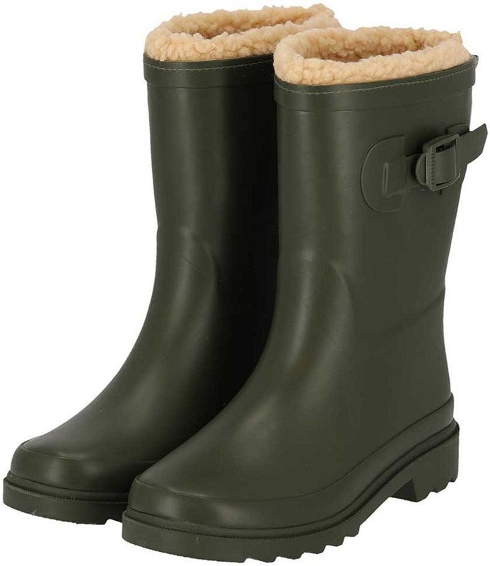 XQ - Regenlaarzen - Unisex - Groen - Fake Fur Voering