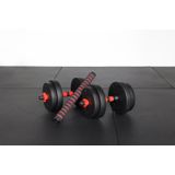 ForzaFit Halterset 15kg - Dumbbelset - Barbell Halterstang met Gewichten - Fitness Stang - Zwart
